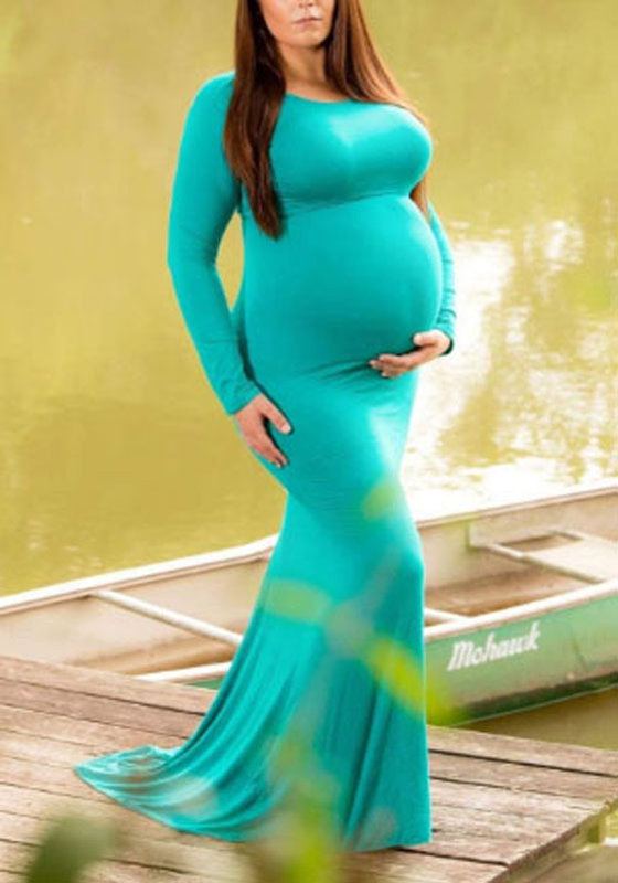 Tiffany Blue Draped Mermaid Big Swing Maternity Elegant For Babyshower